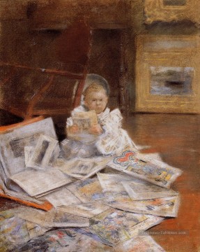 Enfant avec des impressions William Merritt Chase Peinture à l'huile